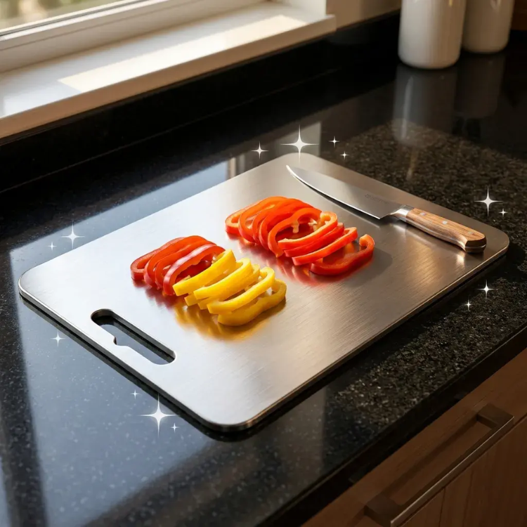 STEELPURE PRO™ | Tabla para Picar de Acero Inoxidable Profesional (39 cm x 28 cm)