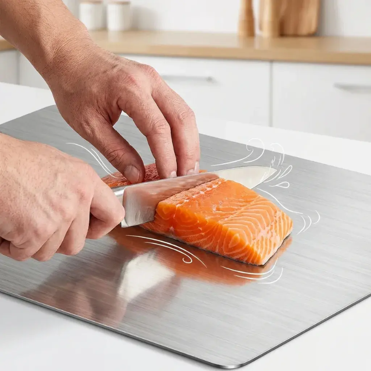 STEELPURE PRO™ | Tabla para Picar de Acero Inoxidable Profesional (39 cm x 28 cm)