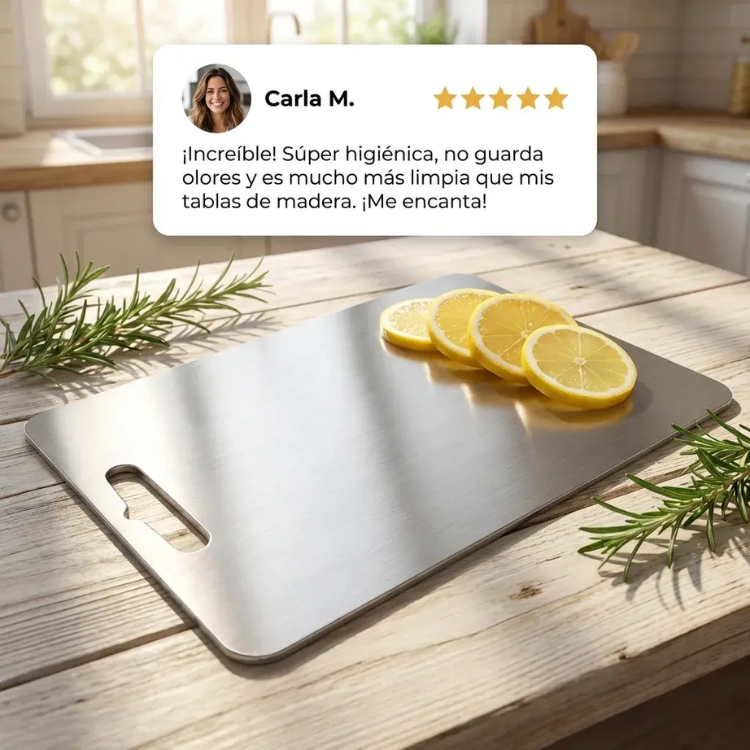 STEELPURE PRO™ | Tabla para Picar de Acero Inoxidable Profesional (39 cm x 28 cm)