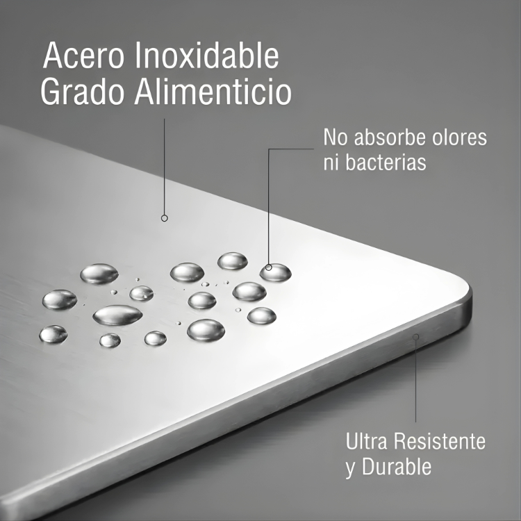 STEELPURE PRO™ | Tabla para Picar de Acero Inoxidable Profesional (39 cm x 28 cm)