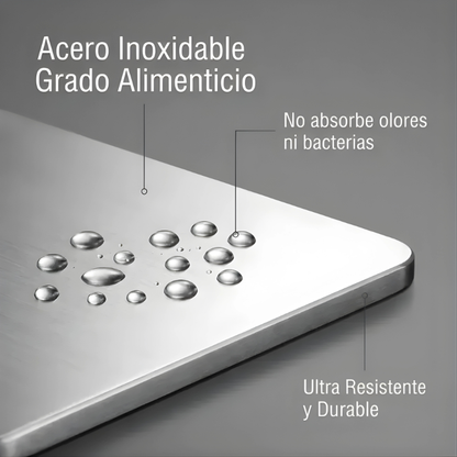 STEELPURE PRO™ | Tabla para Picar de Acero Inoxidable Profesional (39 cm x 28 cm)