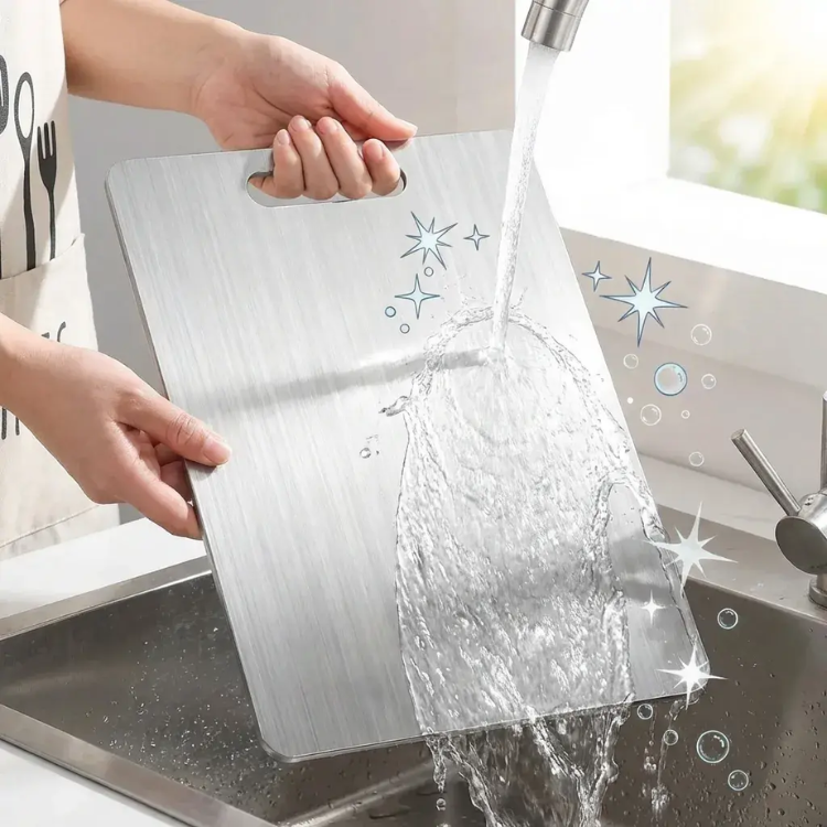 STEELPURE PRO™ | Tabla para Picar de Acero Inoxidable Profesional (39 cm x 28 cm)