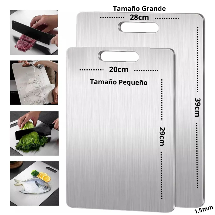 STEELPURE PRO™ | Tabla para Picar de Acero Inoxidable Profesional (39 cm x 28 cm)